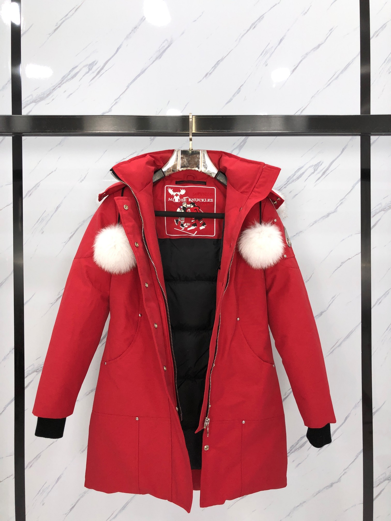 [Moose knuckles -무스너클 ]  무스너클 스틸링 여성 패딩 재킷 레드