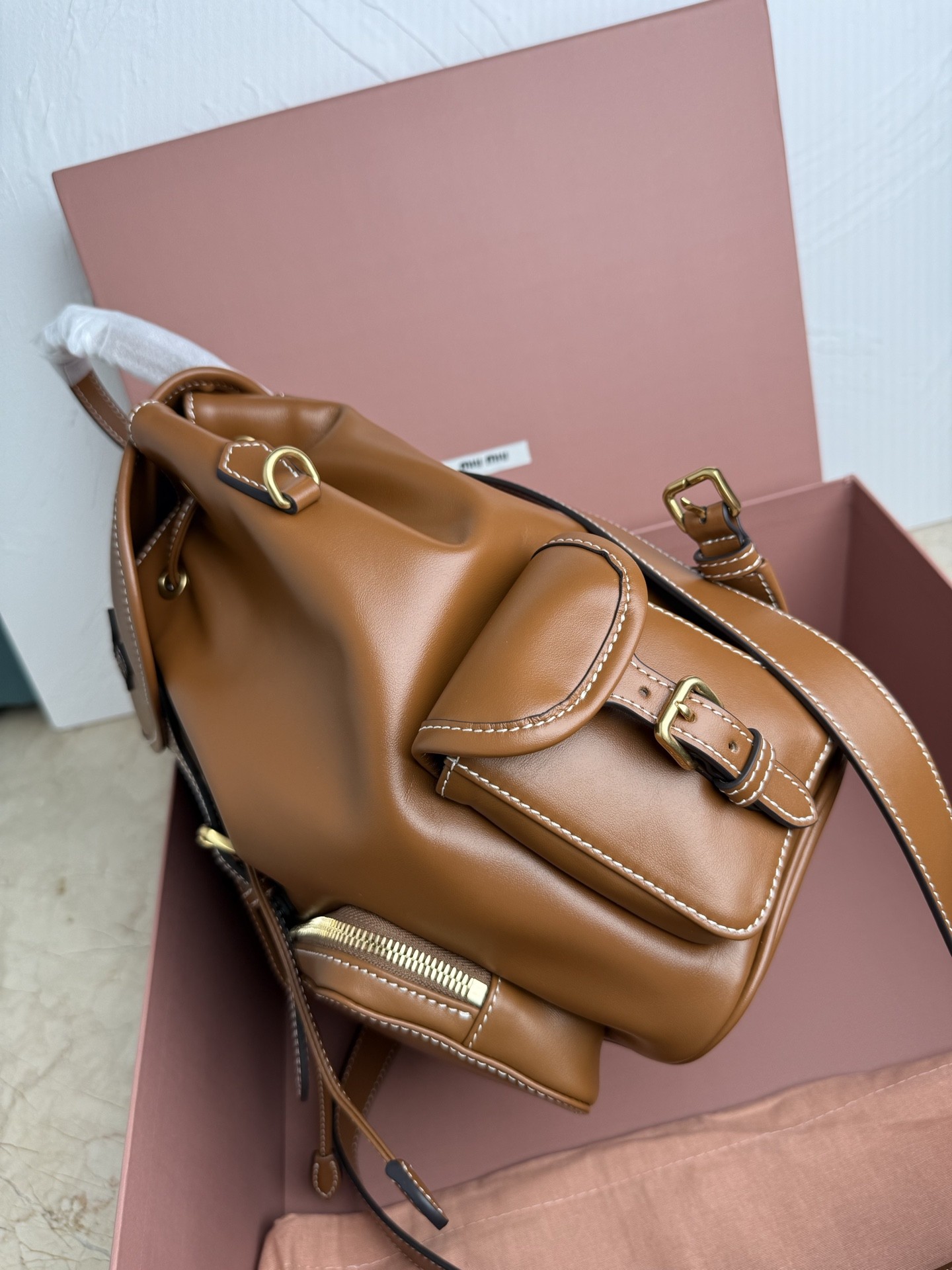 [MIUMIU-미우미우] 미우미우 레더 백팩 5BZ042 2CRW