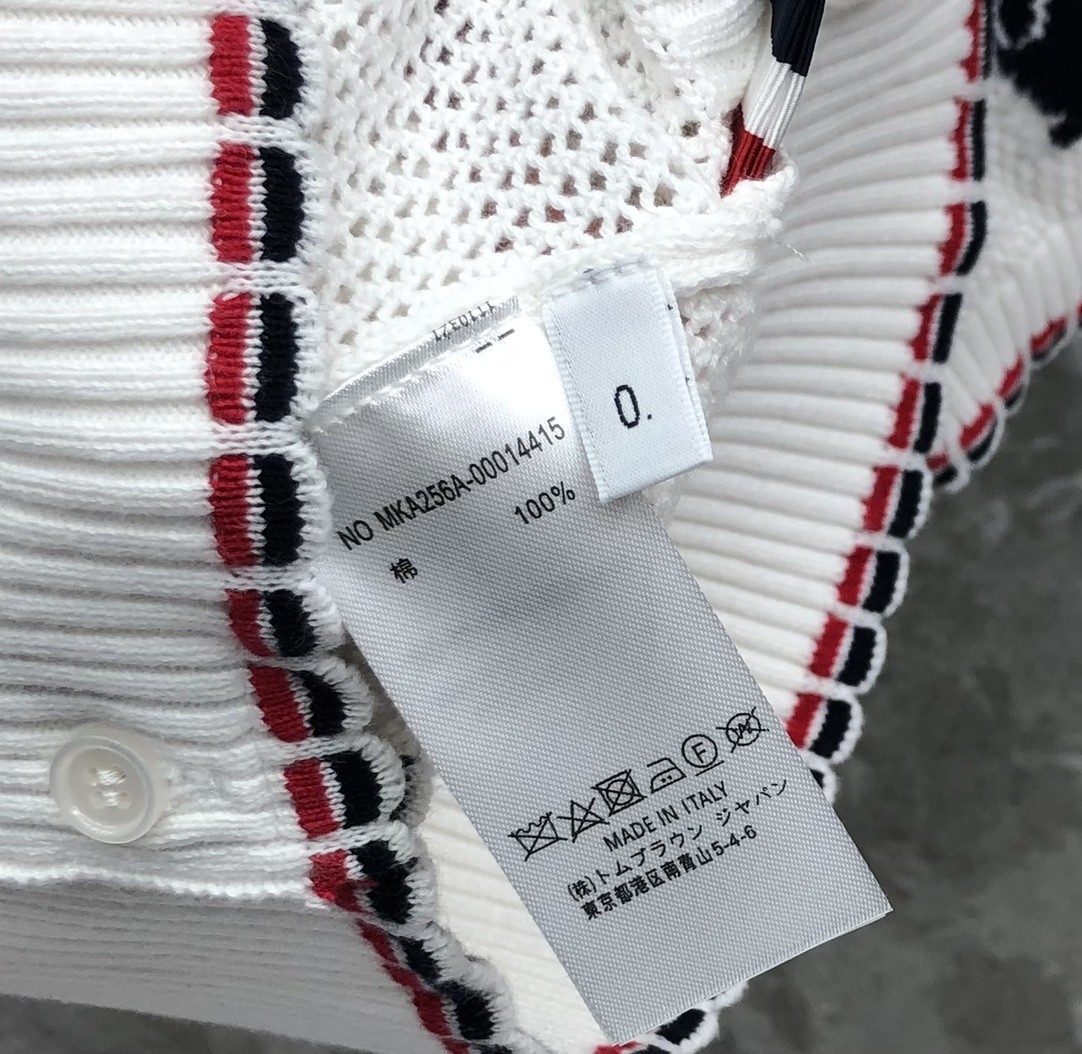 [TOM BROWNE -톰브라운 ] 톰브라운 반팔 니트 스웨터 화이트