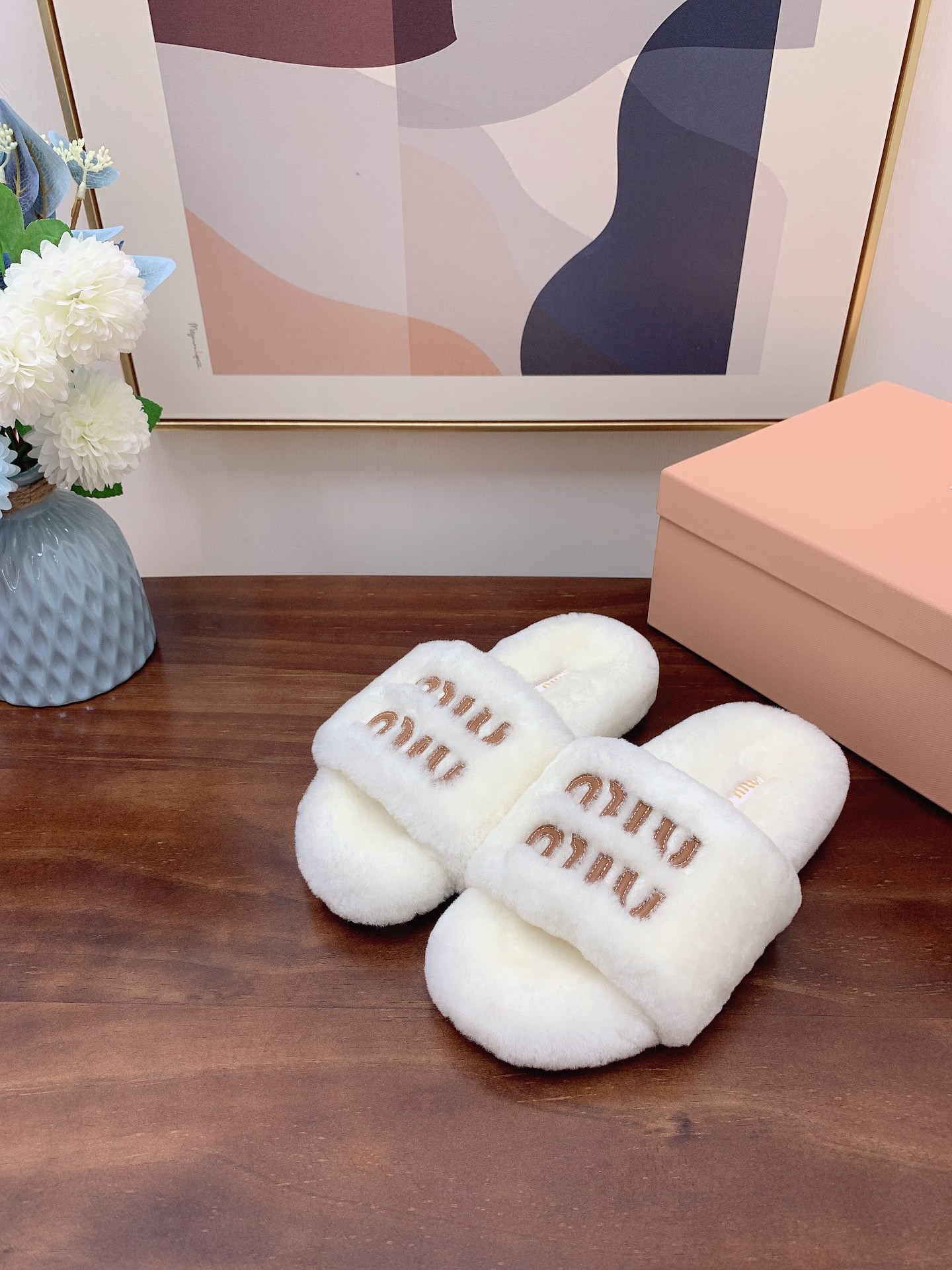 [MIU MIU-미우미우]  미우미우 털 슬리퍼