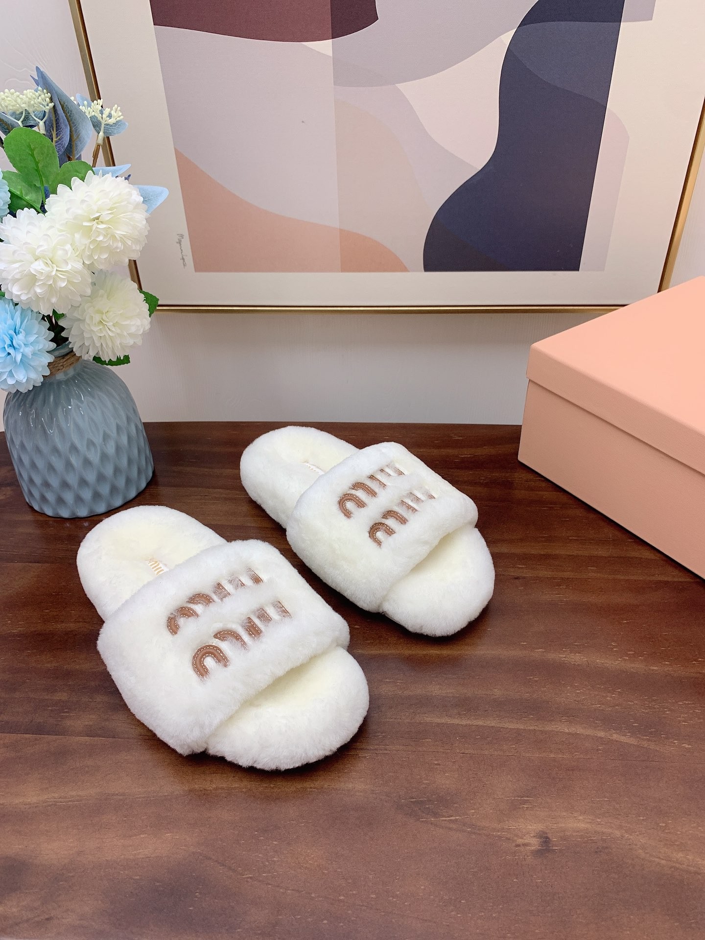 [MIU MIU-미우미우]  미우미우 털 슬리퍼