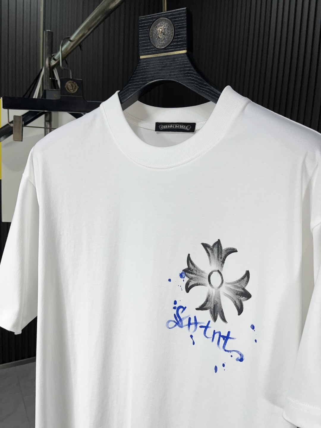 [CHROM HEARTS -크롬하츠] 크롬하츠 십자가 안개꽃  루즈핏 남녀 캐주얼 반팔 라운드 티셔츠