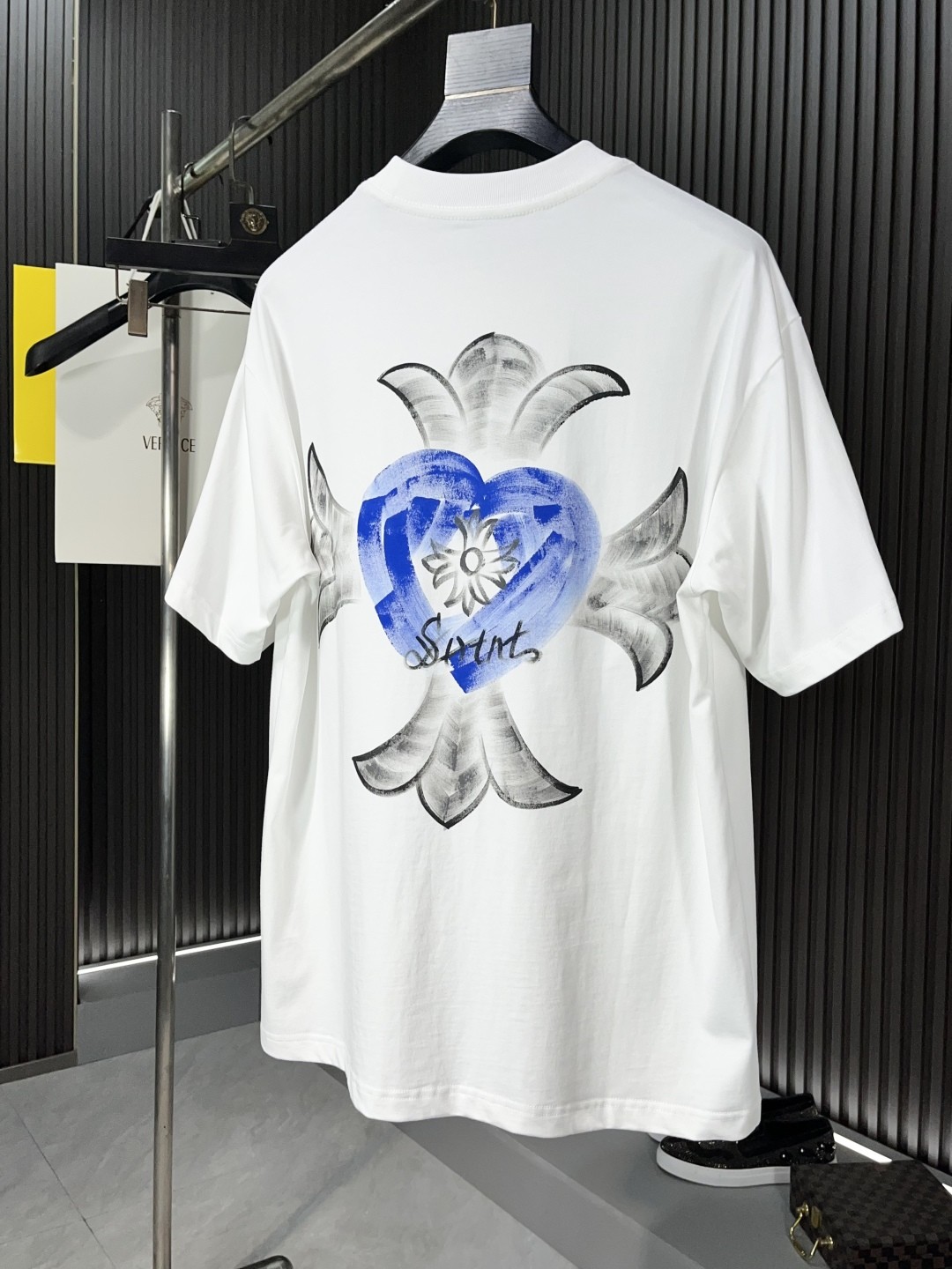 [CHROM HEARTS -크롬하츠] 크롬하츠 십자가 안개꽃  루즈핏 남녀 캐주얼 반팔 라운드 티셔츠