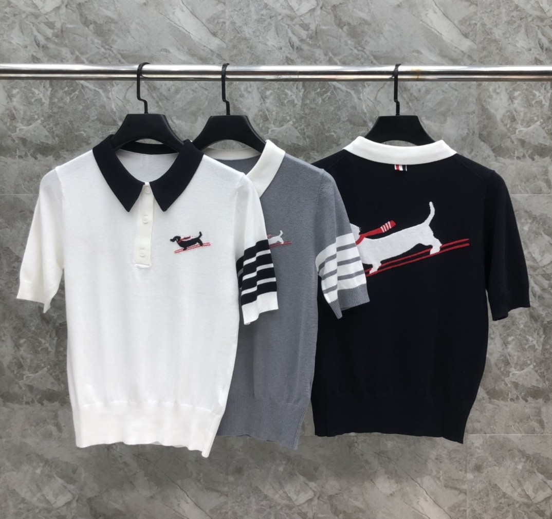 [TOM BROWNE -톰브라운 ] 톰브라운 여성 헥터 아이콘 폴로 반팔 니트