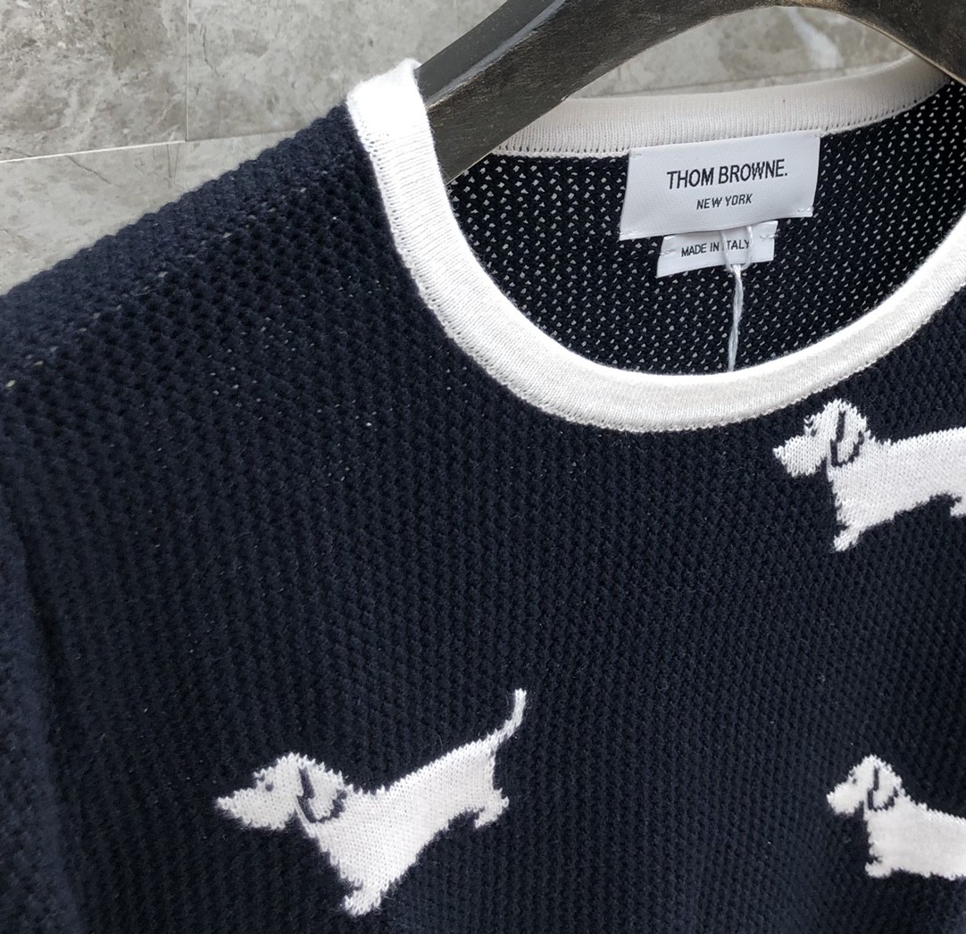 [TOM BROWNE -톰브라운 ] 톰브라운 반팔 니트 스웨터 블랙