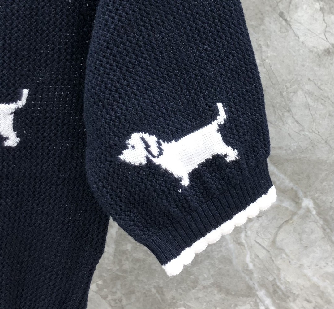 [TOM BROWNE -톰브라운 ] 톰브라운 반팔 니트 스웨터 블랙