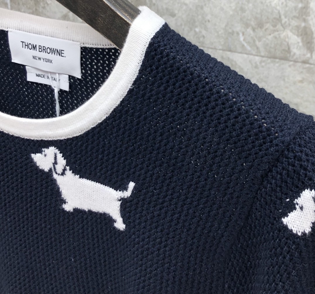 [TOM BROWNE -톰브라운 ] 톰브라운 반팔 니트 스웨터 블랙