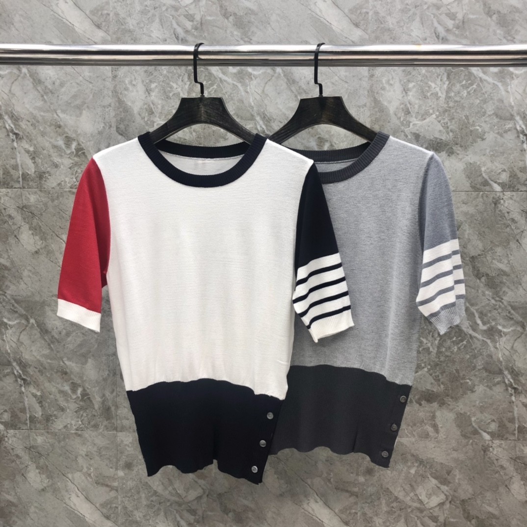 [TOM BROWNE -톰브라운 ] 톰브라운 사선 니트 반팔티