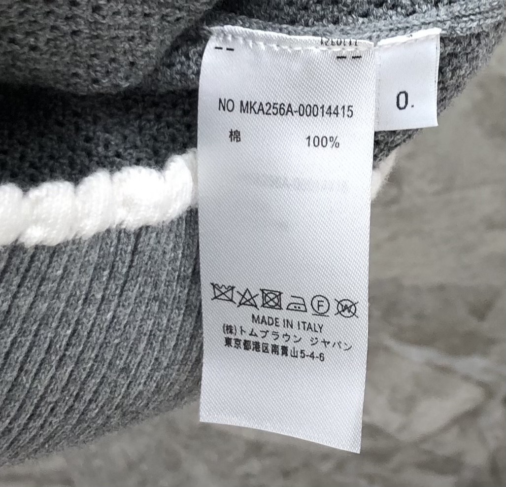 [TOM BROWNE -톰브라운 ] 톰브라운 반팔 니트 스웨터 그레이