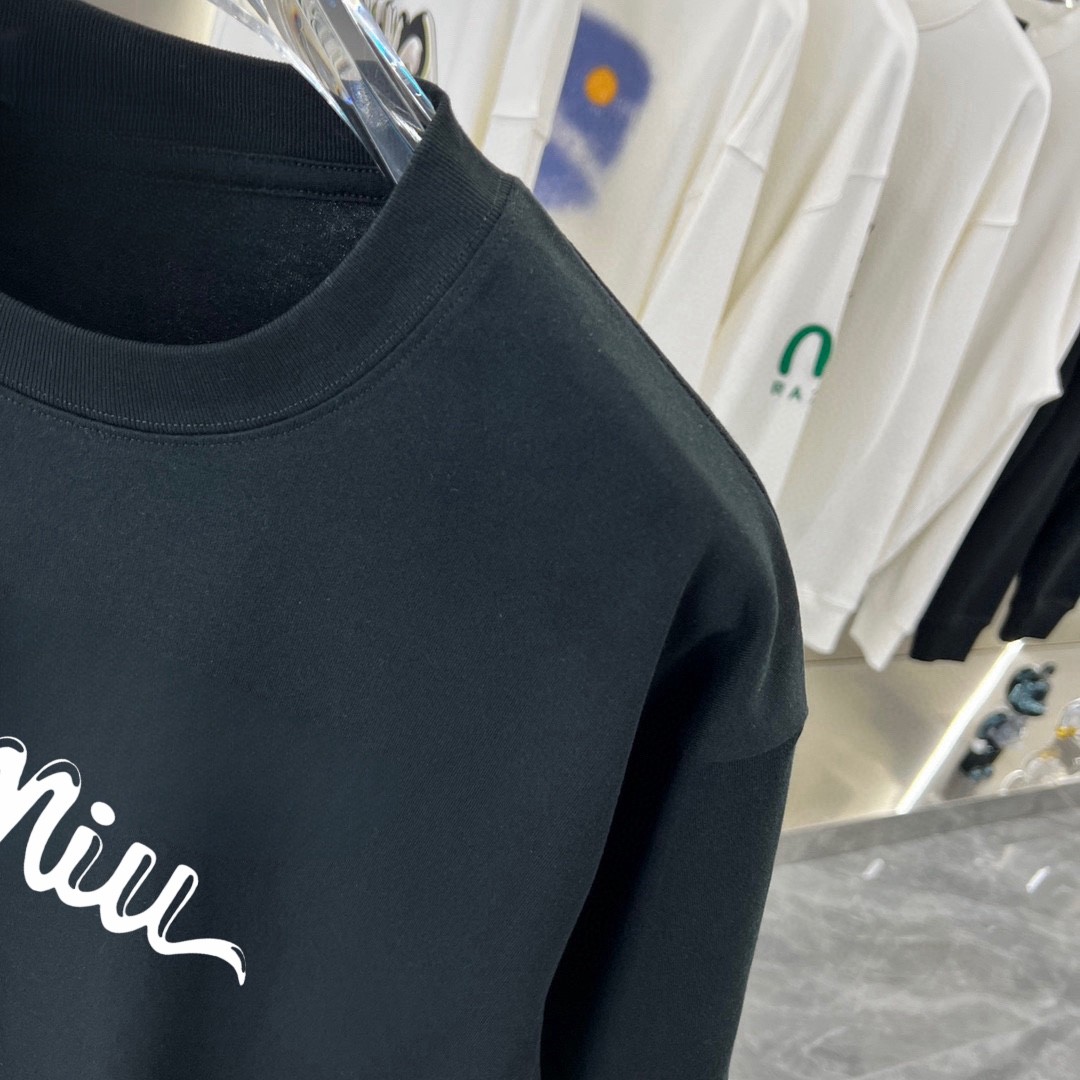 [MIU MIU-미우미우] 미우미우 2024 블랙  로고 티셔츠