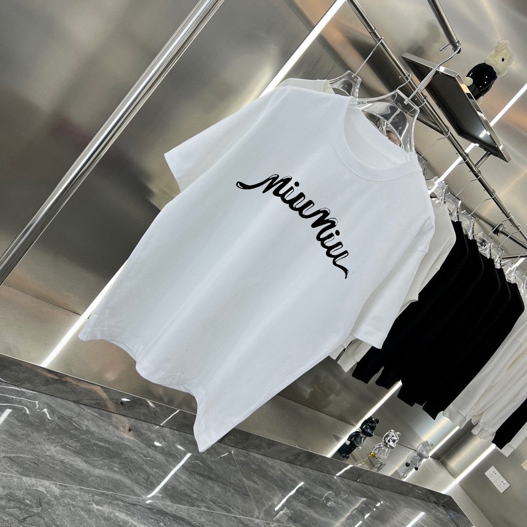 [MIU MIU-미우미우] 미우미우 2024 화이트 로고 티셔츠