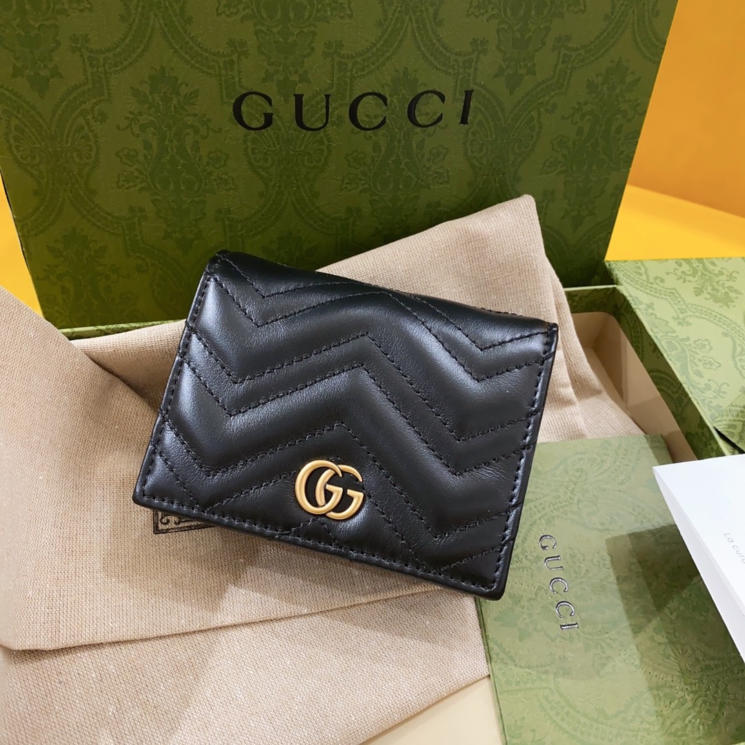 [GUCCI-구찌] 구찌 GG 마몬트 카드 반지갑 블랙