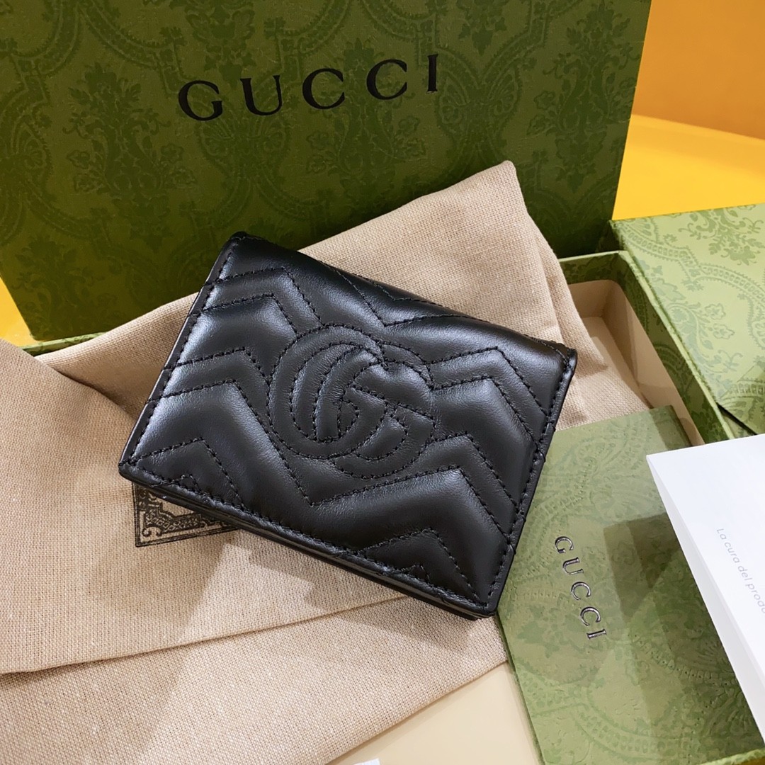 [GUCCI-구찌] 구찌 GG 마몬트 카드 반지갑 블랙