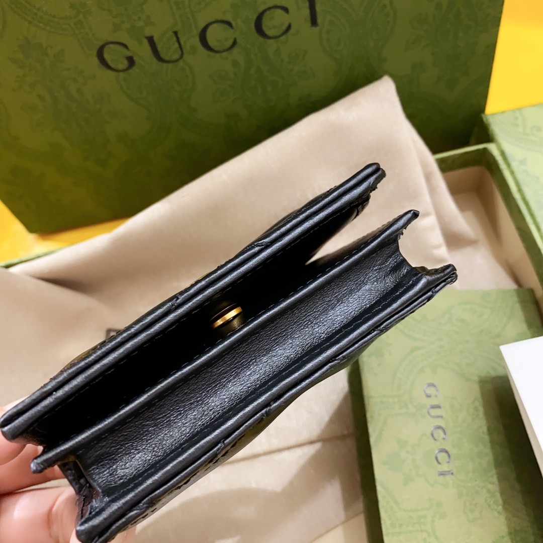 [GUCCI-구찌] 구찌 GG 마몬트 카드 반지갑 블랙