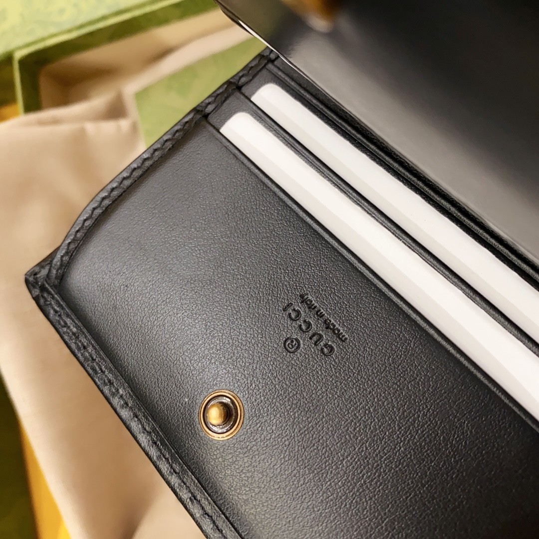 [GUCCI-구찌] 구찌 GG 마몬트 카드 반지갑 블랙