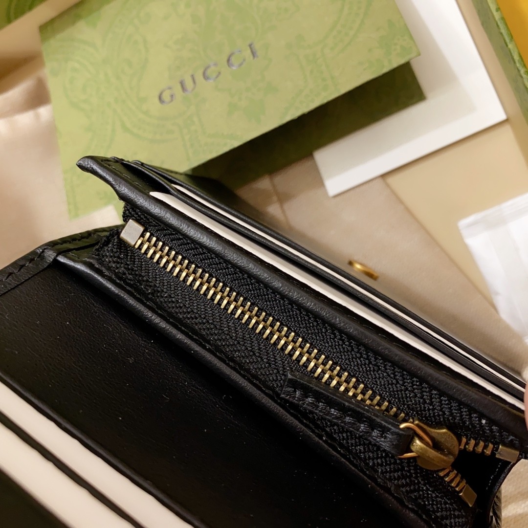 [GUCCI-구찌] 구찌 GG 마몬트 카드 반지갑 블랙