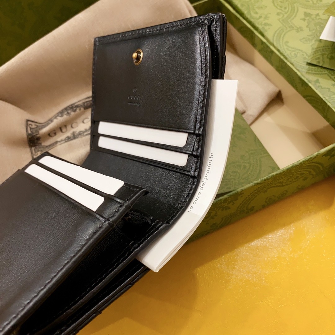 [GUCCI-구찌] 구찌 GG 마몬트 카드 반지갑 블랙