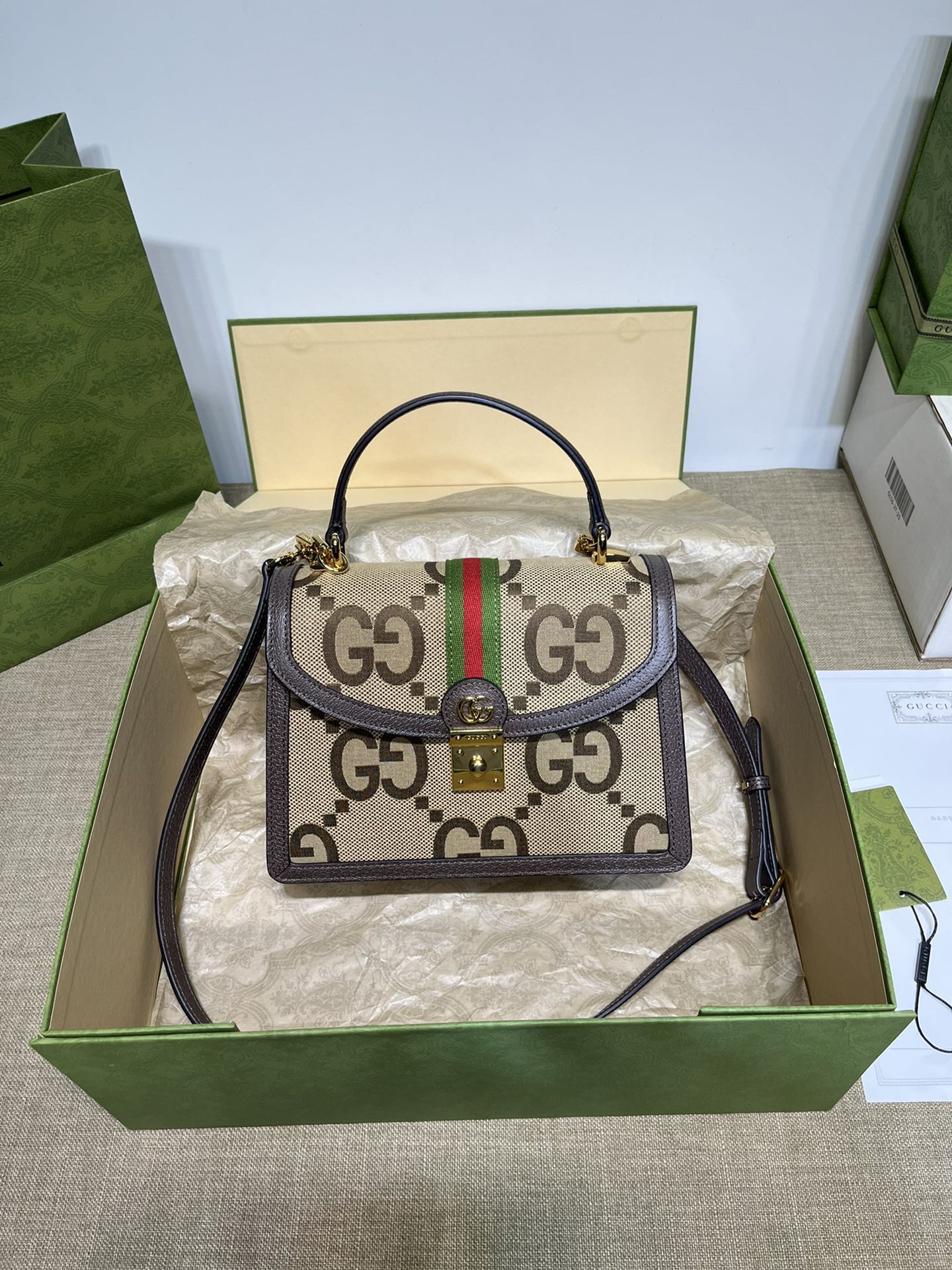 [GUCCI-구찌] ]구찌 오피디아 웹 스몰 탑 핸들백