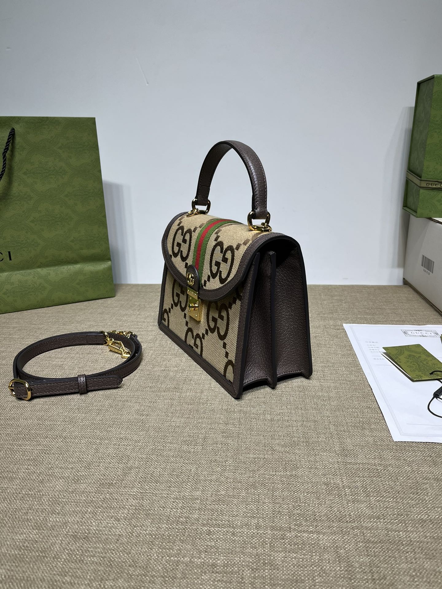 [GUCCI-구찌] ]구찌 오피디아 웹 스몰 탑 핸들백