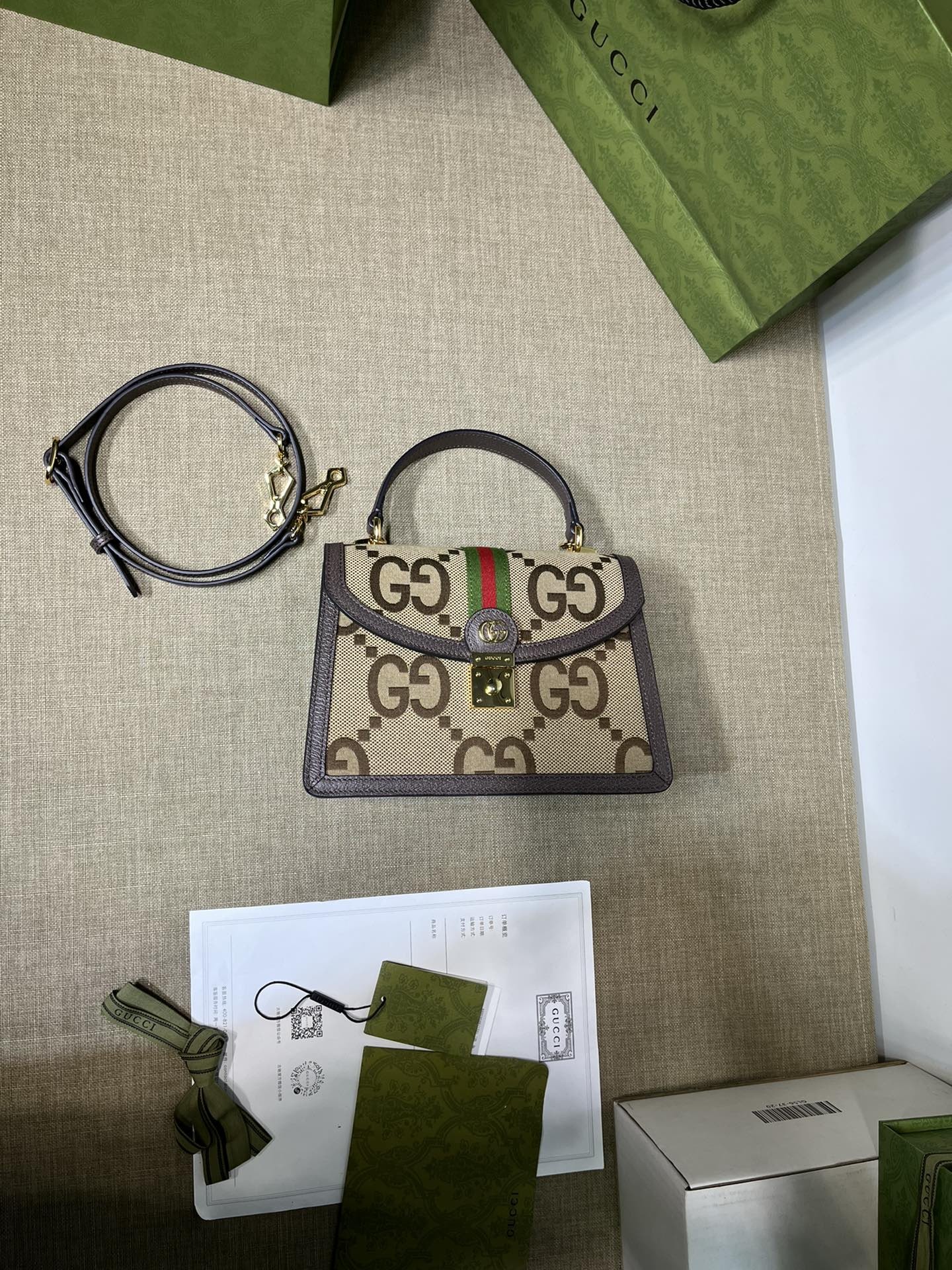 [GUCCI-구찌] ]구찌 오피디아 웹 스몰 탑 핸들백