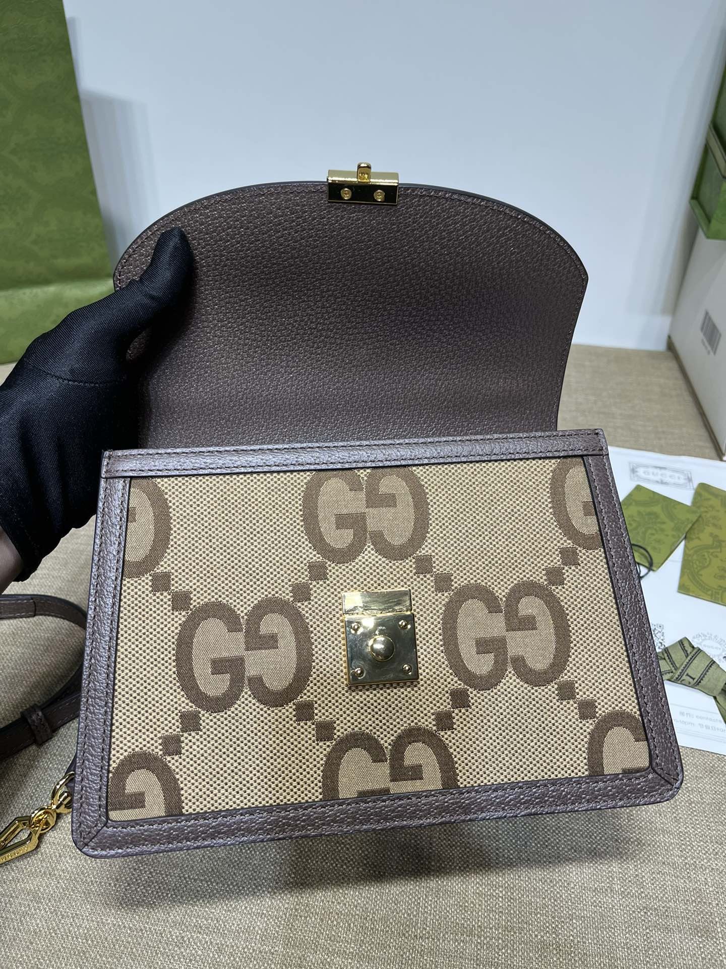 [GUCCI-구찌] ]구찌 오피디아 웹 스몰 탑 핸들백