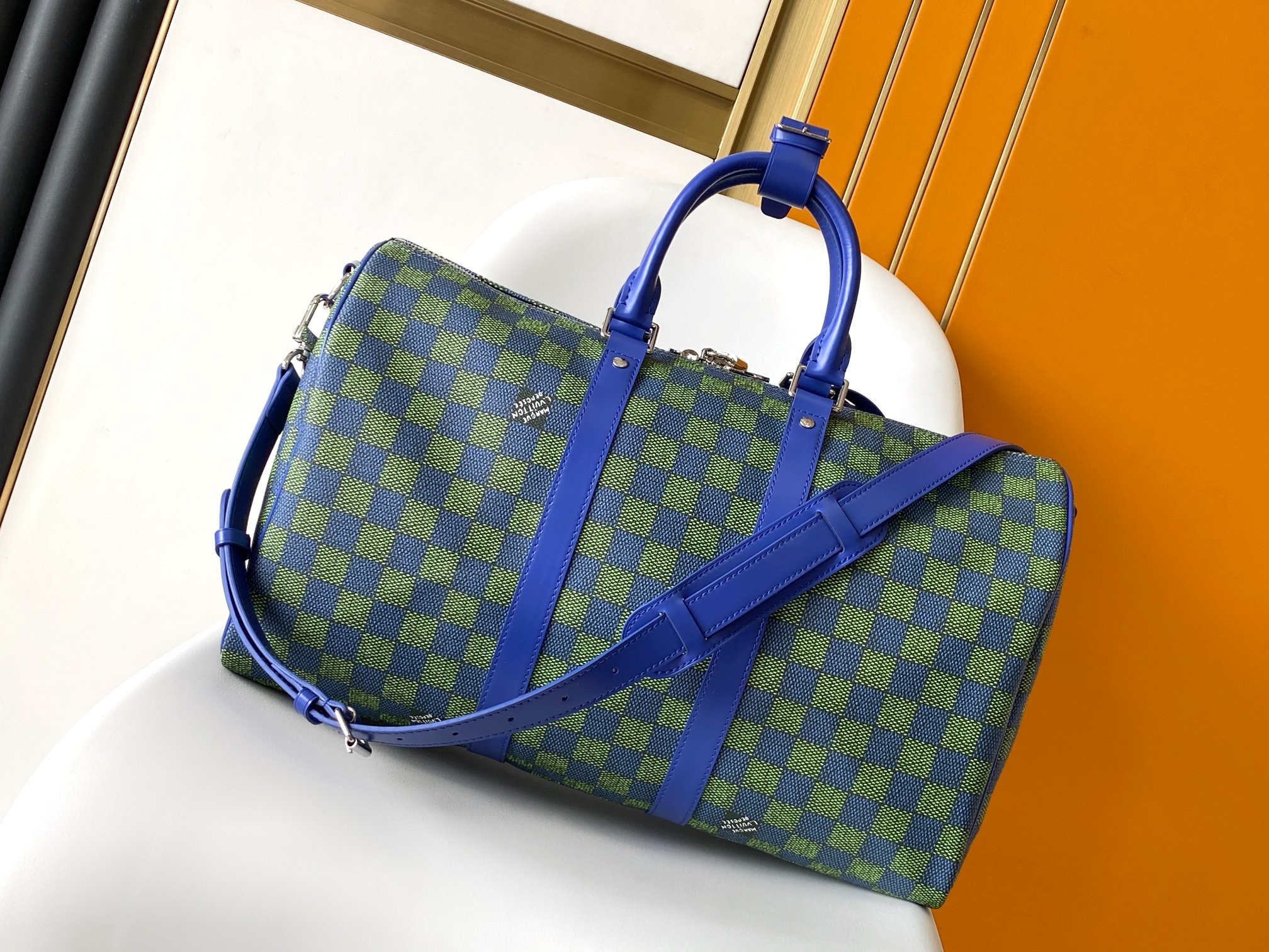 [LOUIS VUITTON-루이비통] 루이비통 그린블루 다미에 45 키폴 반둘리에 M41418