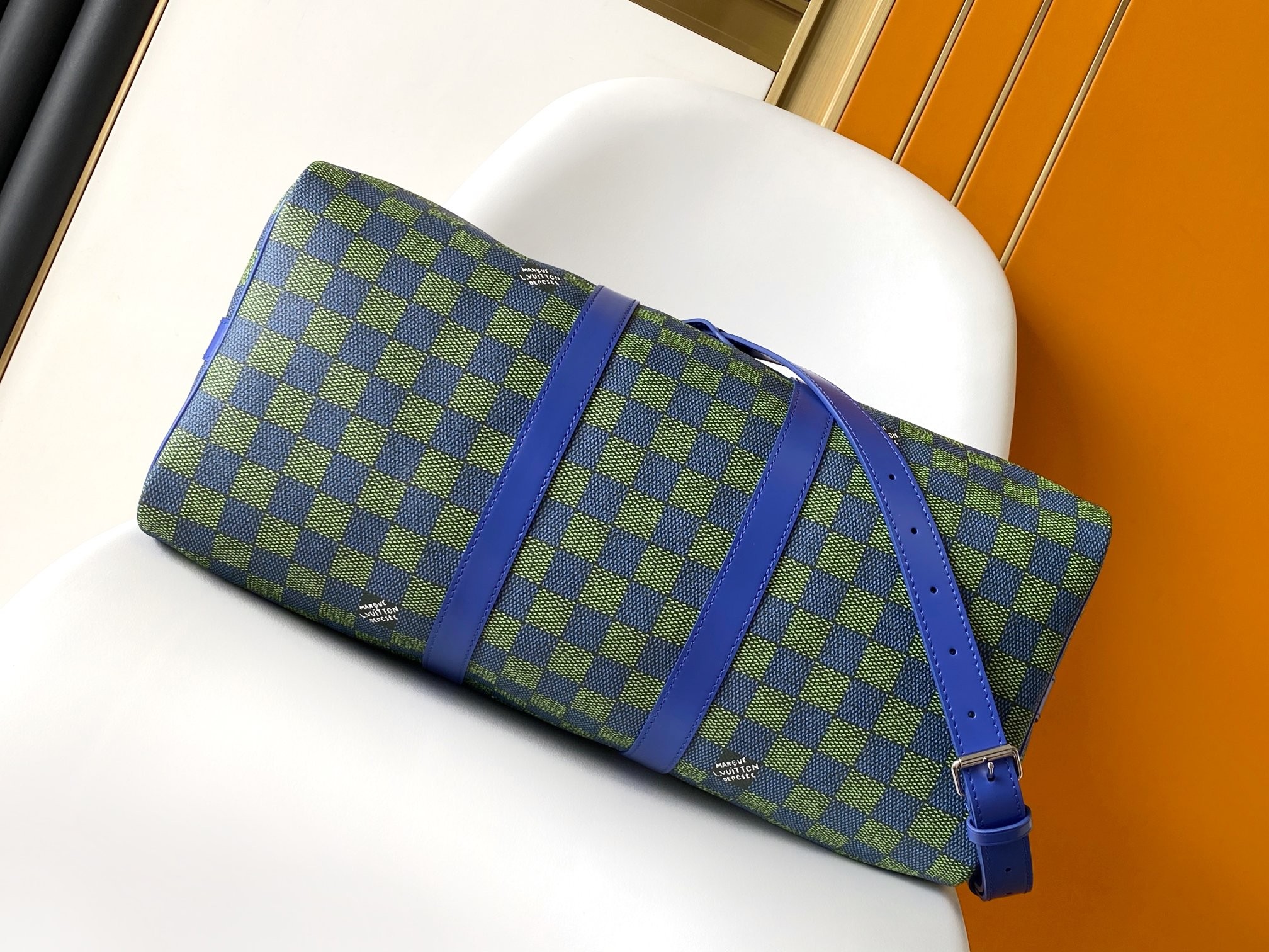 [LOUIS VUITTON-루이비통] 루이비통 그린블루 다미에 45 키폴 반둘리에 M41418