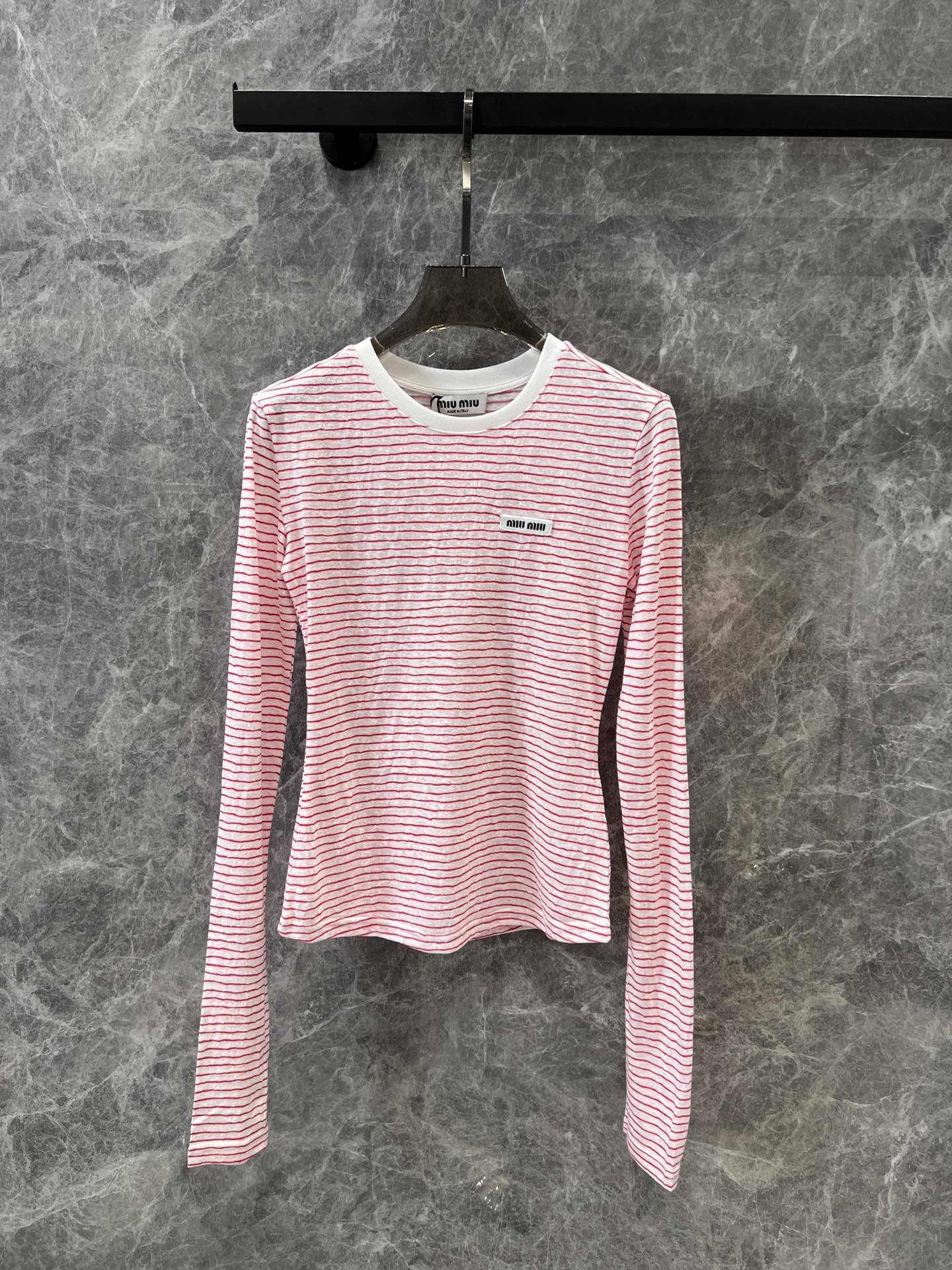 [MIUMIU-미우미우] 미우미우 스트라이프 티셔츠