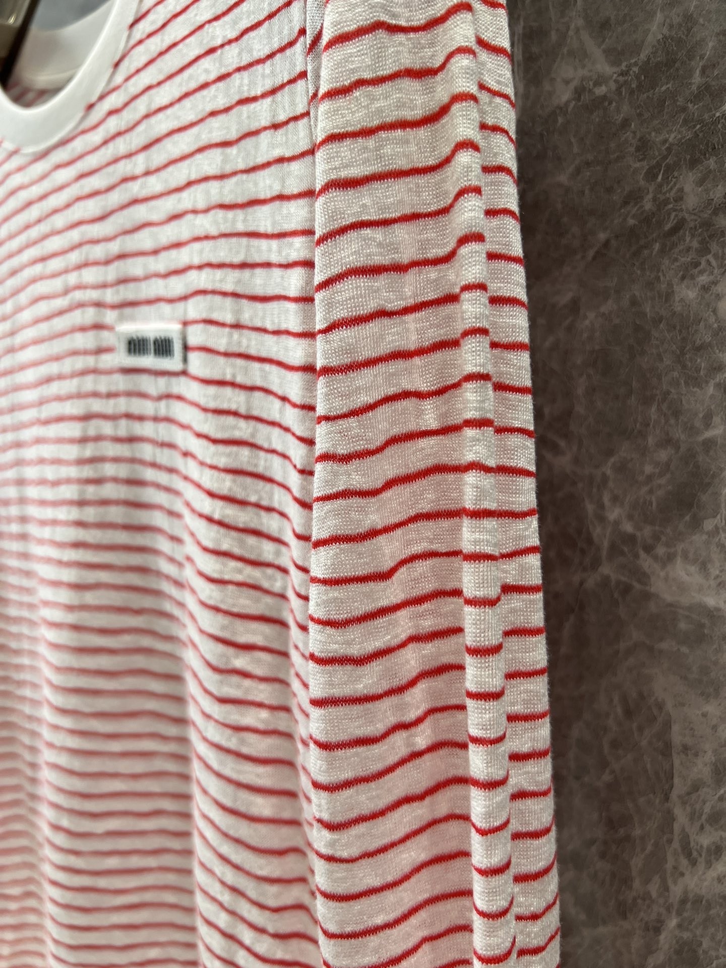 [MIUMIU-미우미우] 미우미우 스트라이프 티셔츠