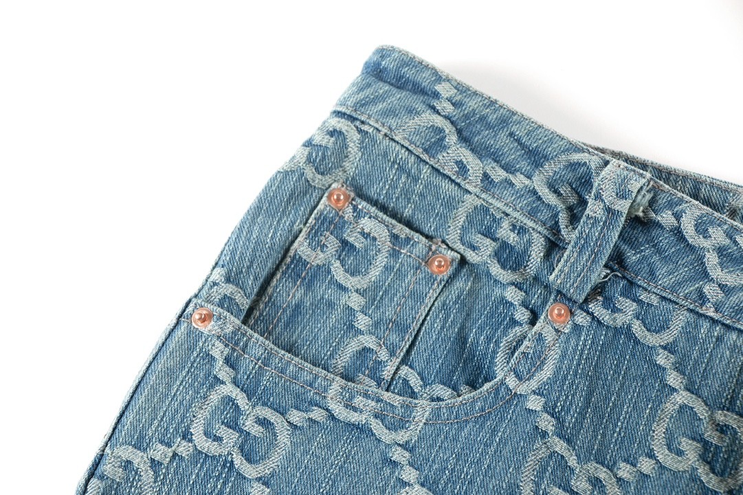 [GUCCI-구찌] 구찌 GG자카드 웹패턴 데님 팬츠