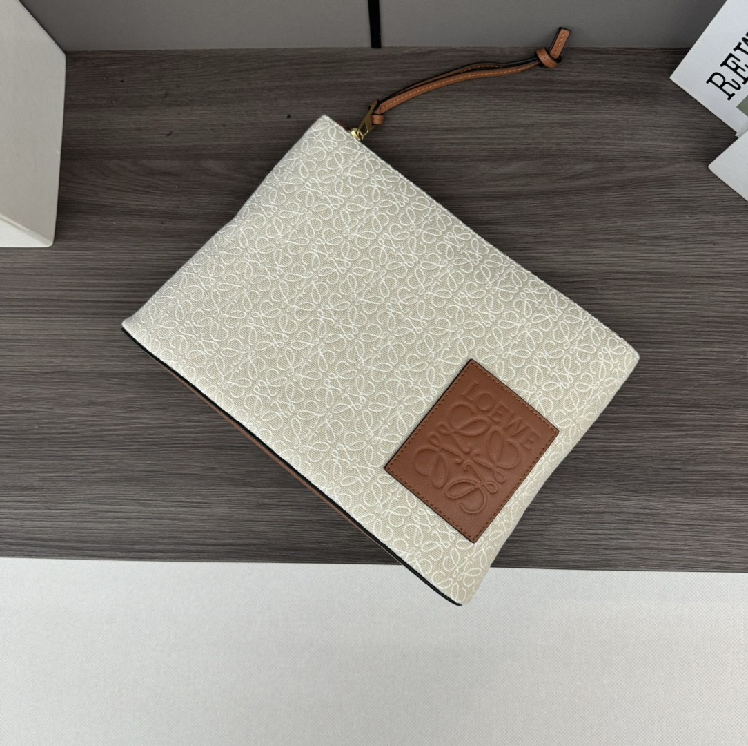 [LOEWE-로에베] 로에베 아나그램 자카드 앤 카프스킨 에크루 탄