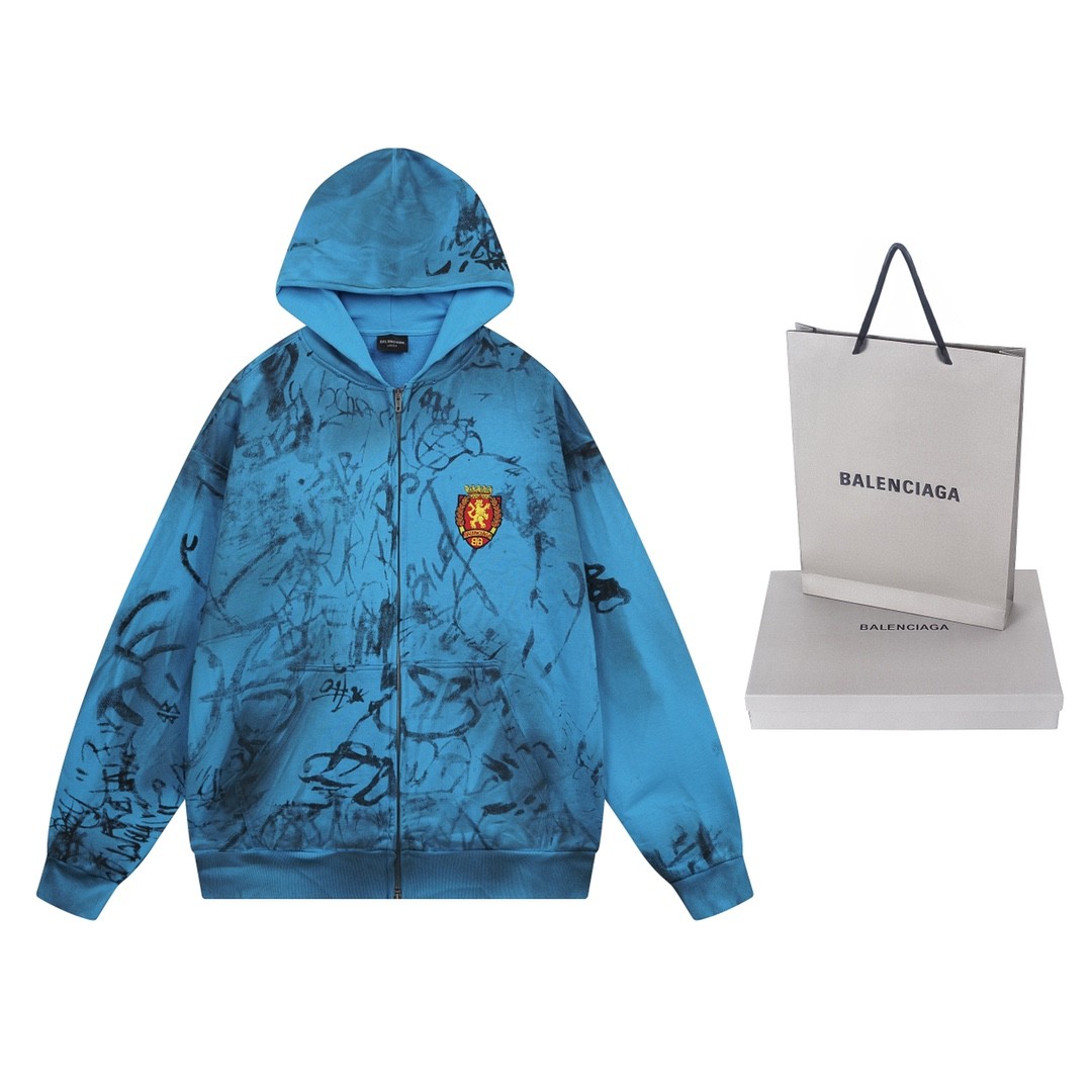 [BALENCIAGA-발렌시아가] 발렌시아가 그래피티 핸드페인팅 자수 집업 후드 남여공용