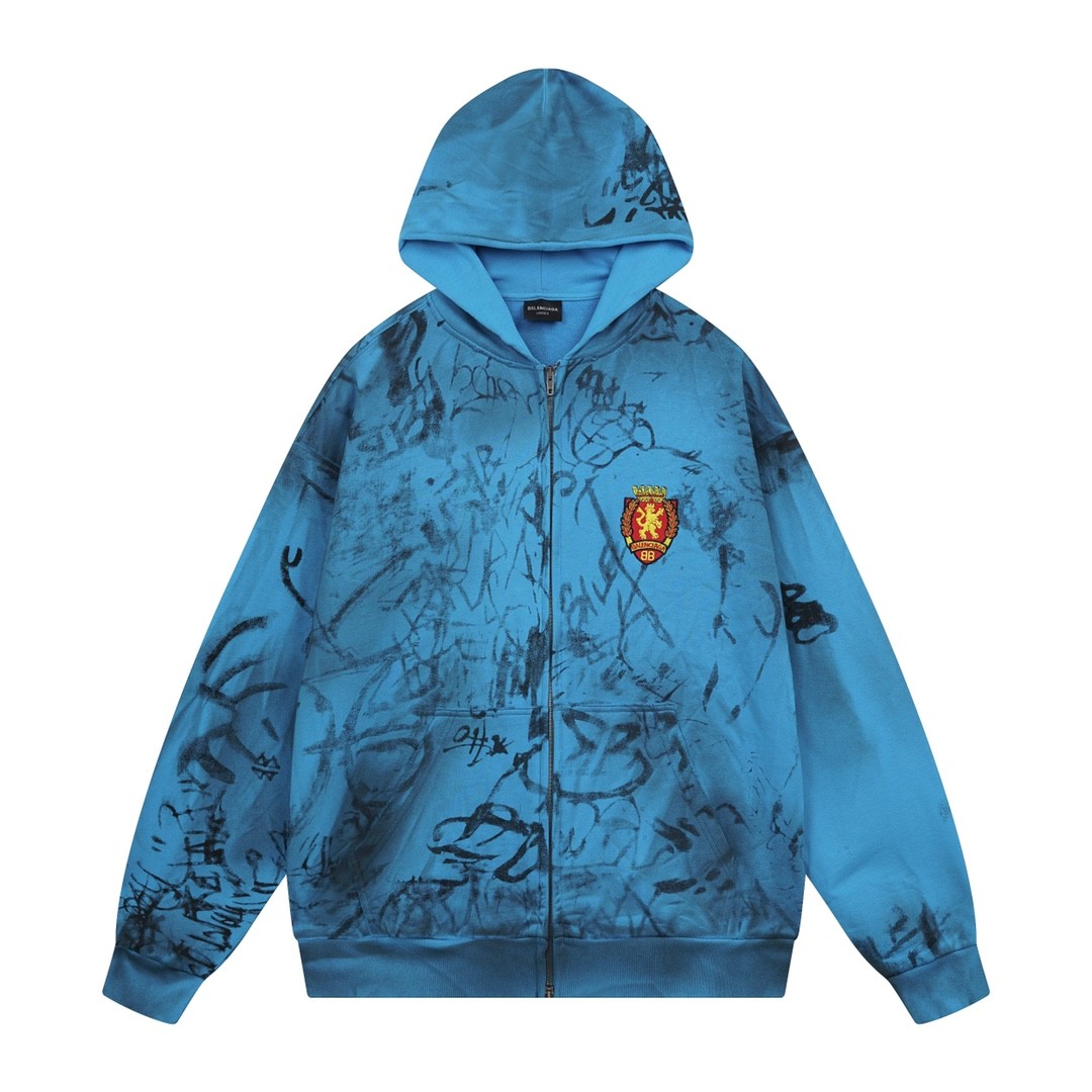 [BALENCIAGA-발렌시아가] 발렌시아가 그래피티 핸드페인팅 자수 집업 후드 남여공용