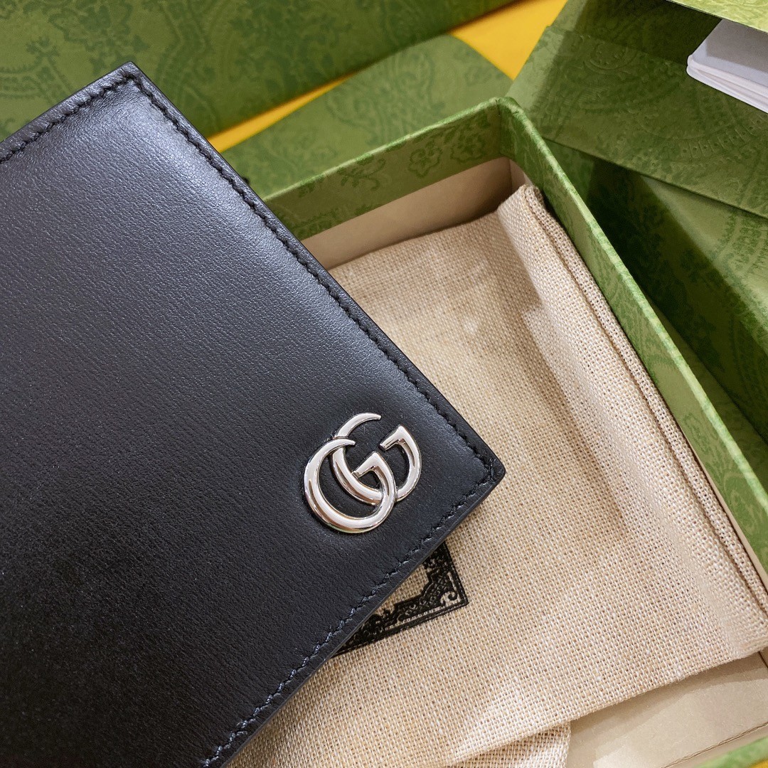 [GUCCI -구찌] 구찌 반지갑 GG 마몬트 남자 레더 블랙 지갑