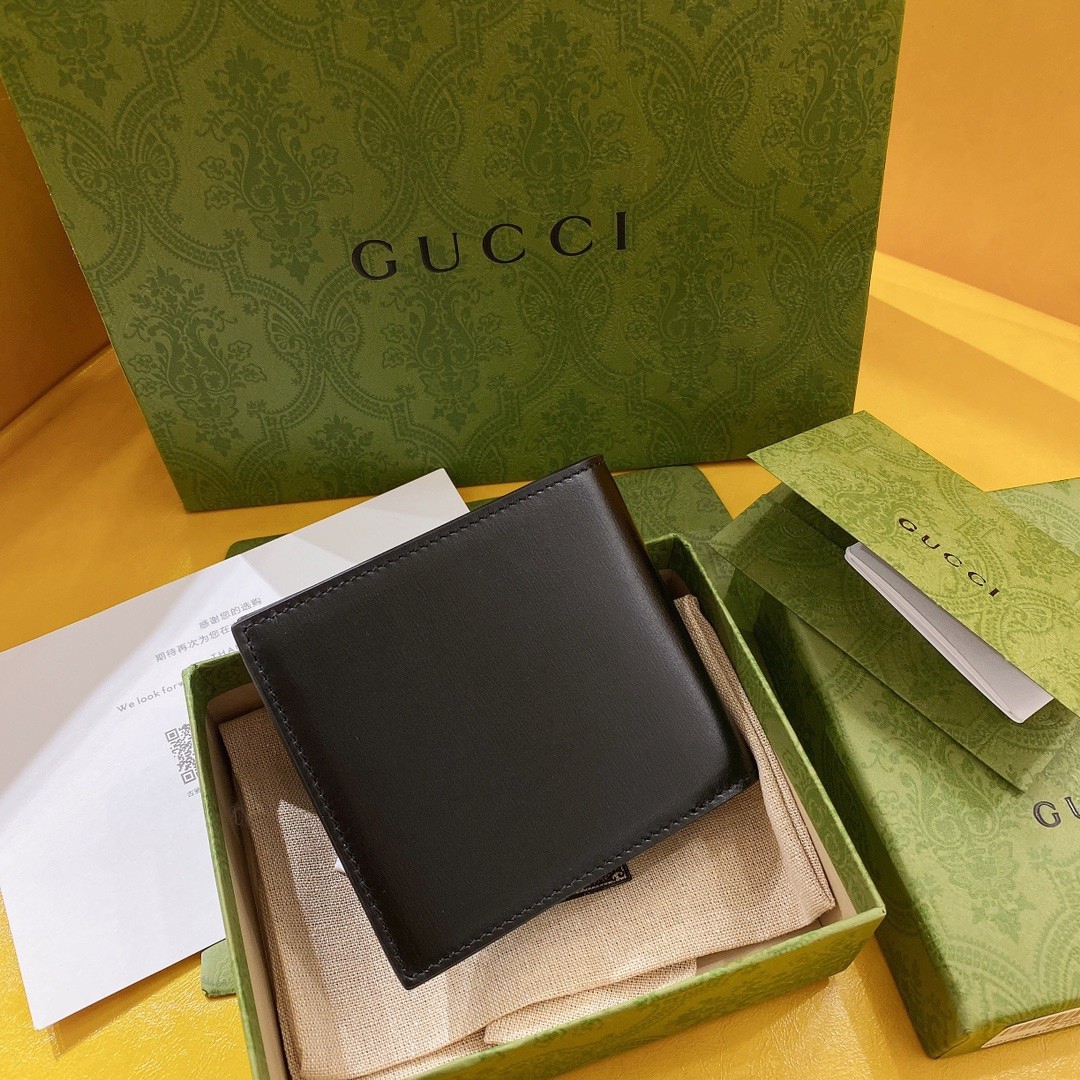 [GUCCI -구찌] 구찌 반지갑 GG 마몬트 남자 레더 블랙 지갑