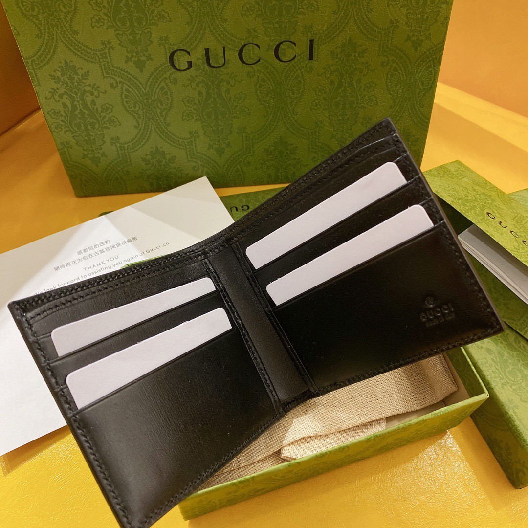 [GUCCI -구찌] 구찌 반지갑 GG 마몬트 남자 레더 블랙 지갑