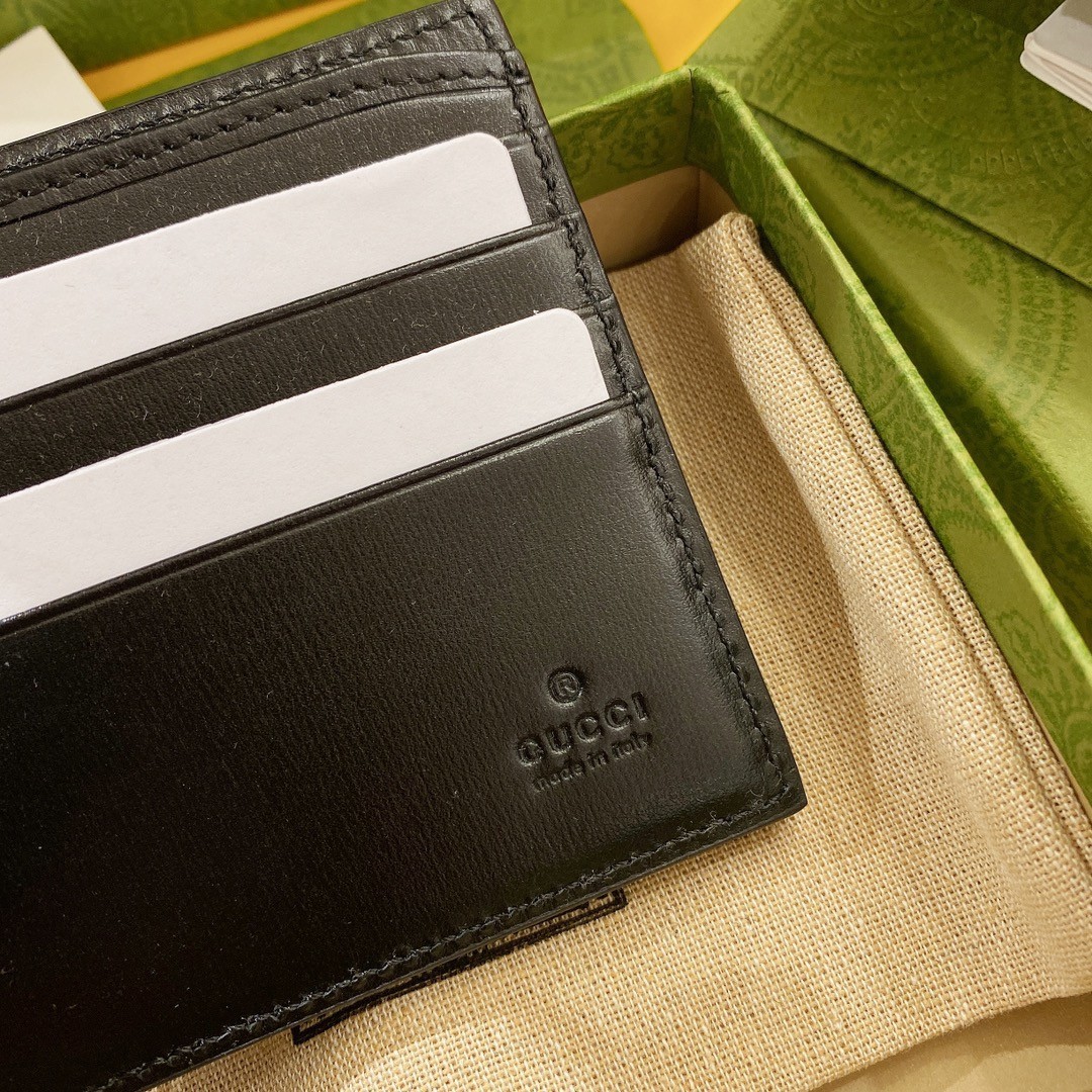[GUCCI -구찌] 구찌 반지갑 GG 마몬트 남자 레더 블랙 지갑