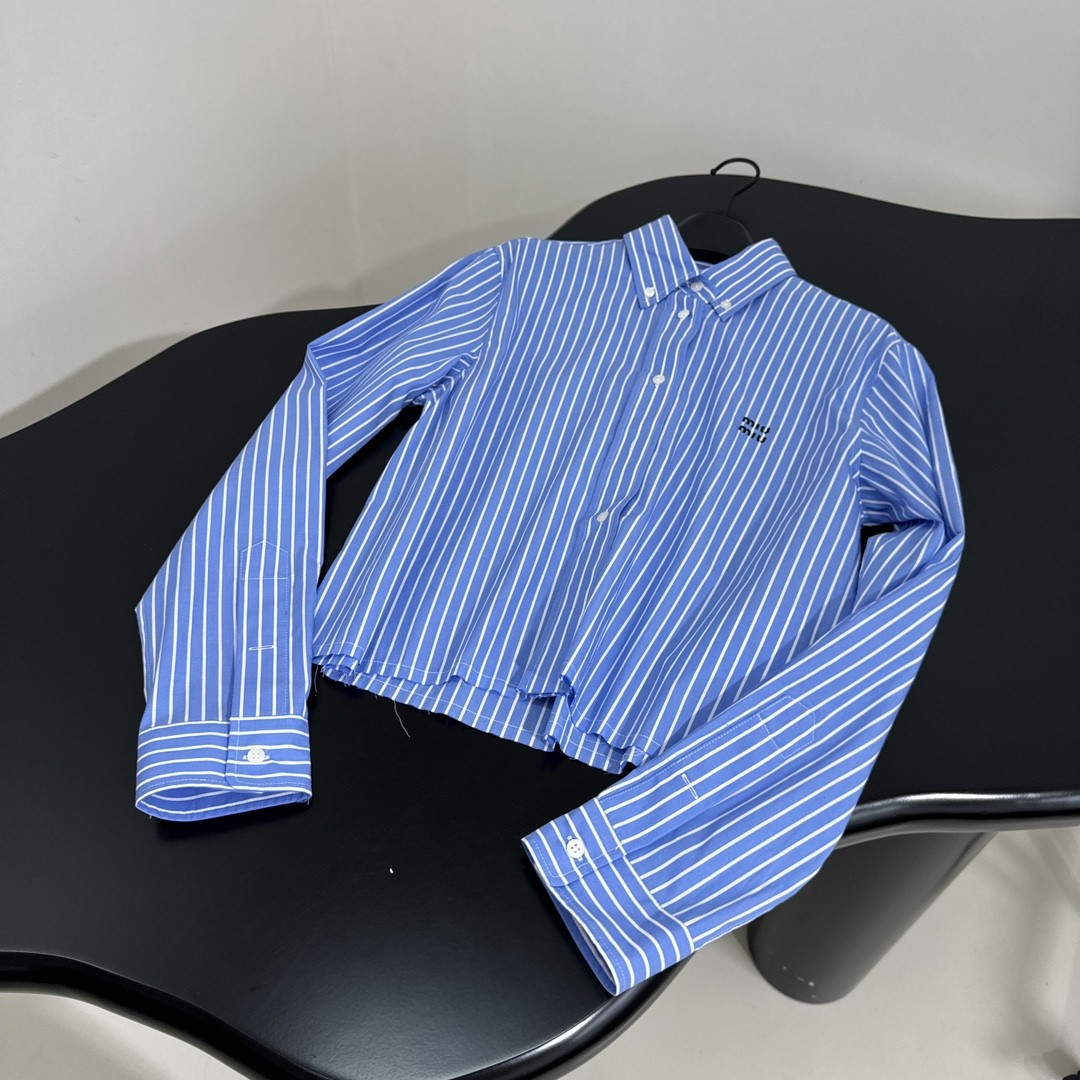 [MIU MIU-미우미우] 미우미우 여성 스프라이트 코튼 크롭 셔츠