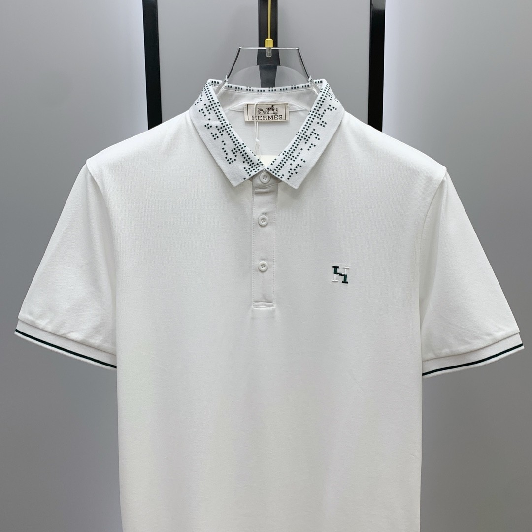 [HERMES -에르메스 ] 에르메스  H자수로고 카라 티 화이트