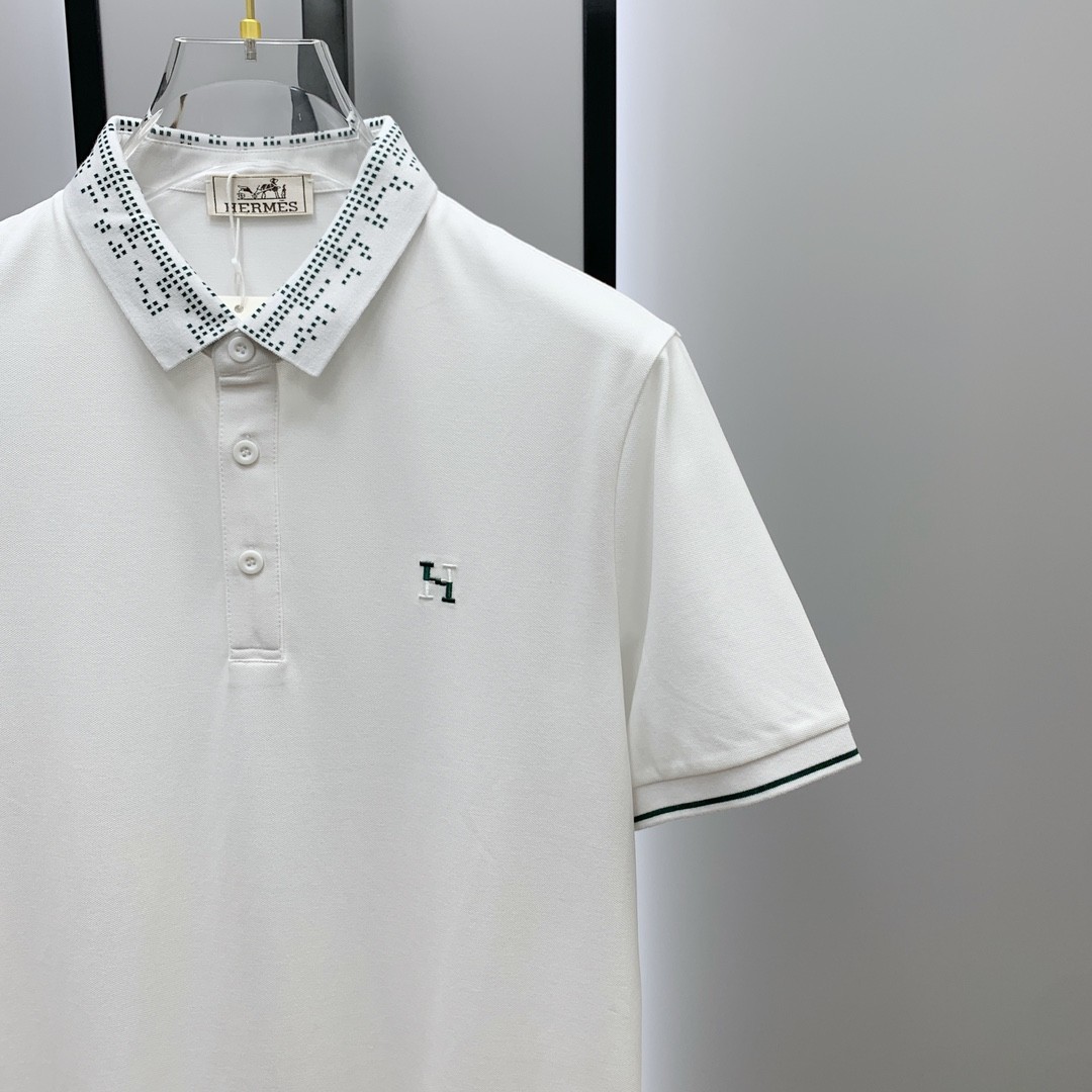 [HERMES -에르메스 ] 에르메스  H자수로고 카라 티 화이트