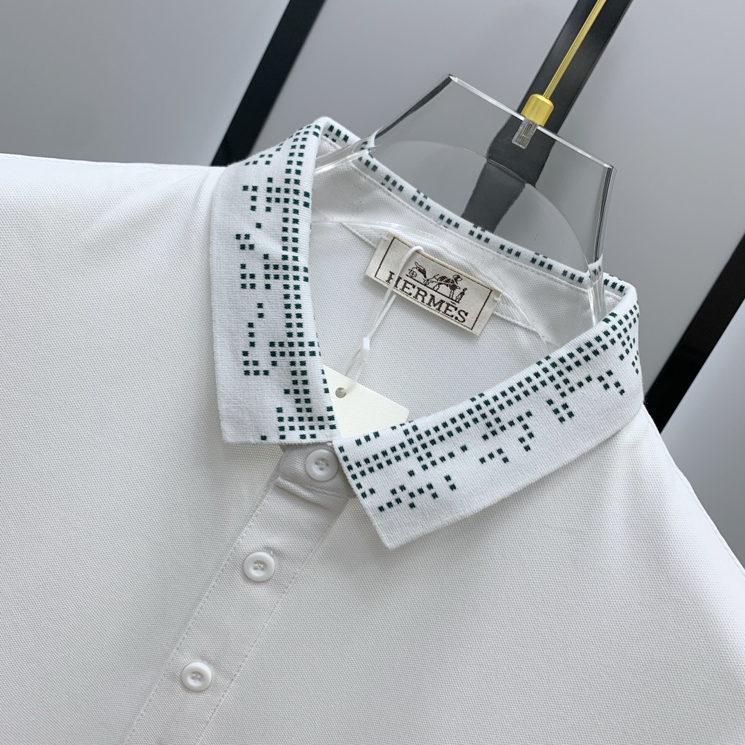 [HERMES -에르메스 ] 에르메스  H자수로고 카라 티 화이트