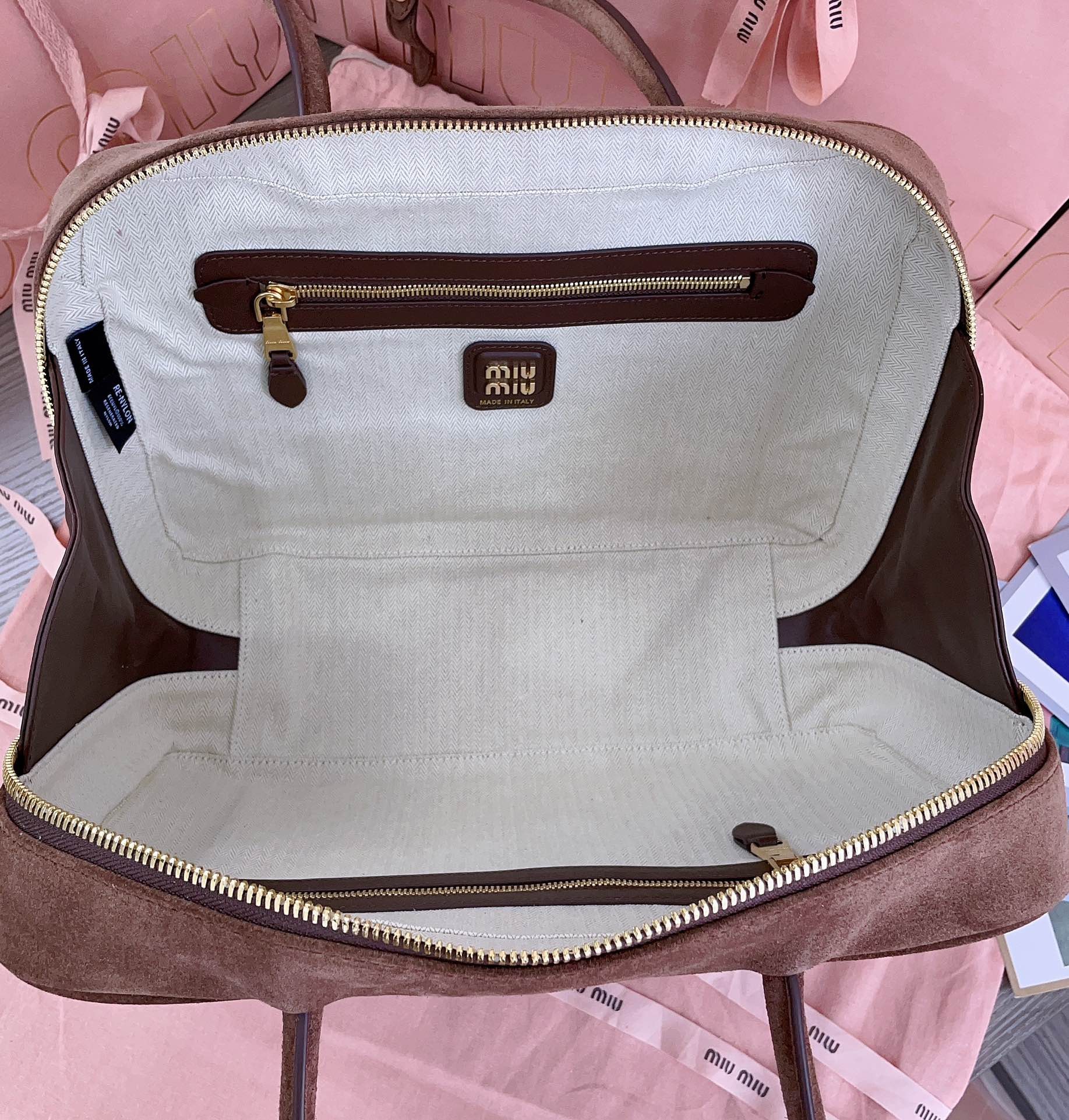 [MIU MIU-미우미우] 미우미우 스웨이드 탑핸들백