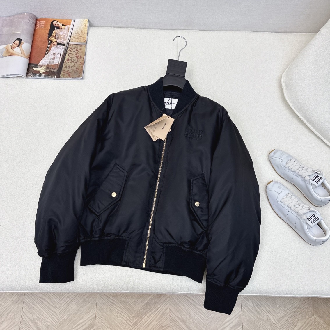 [MIU MIU-미우미우] 미우미우 블랙 봄버 자켓