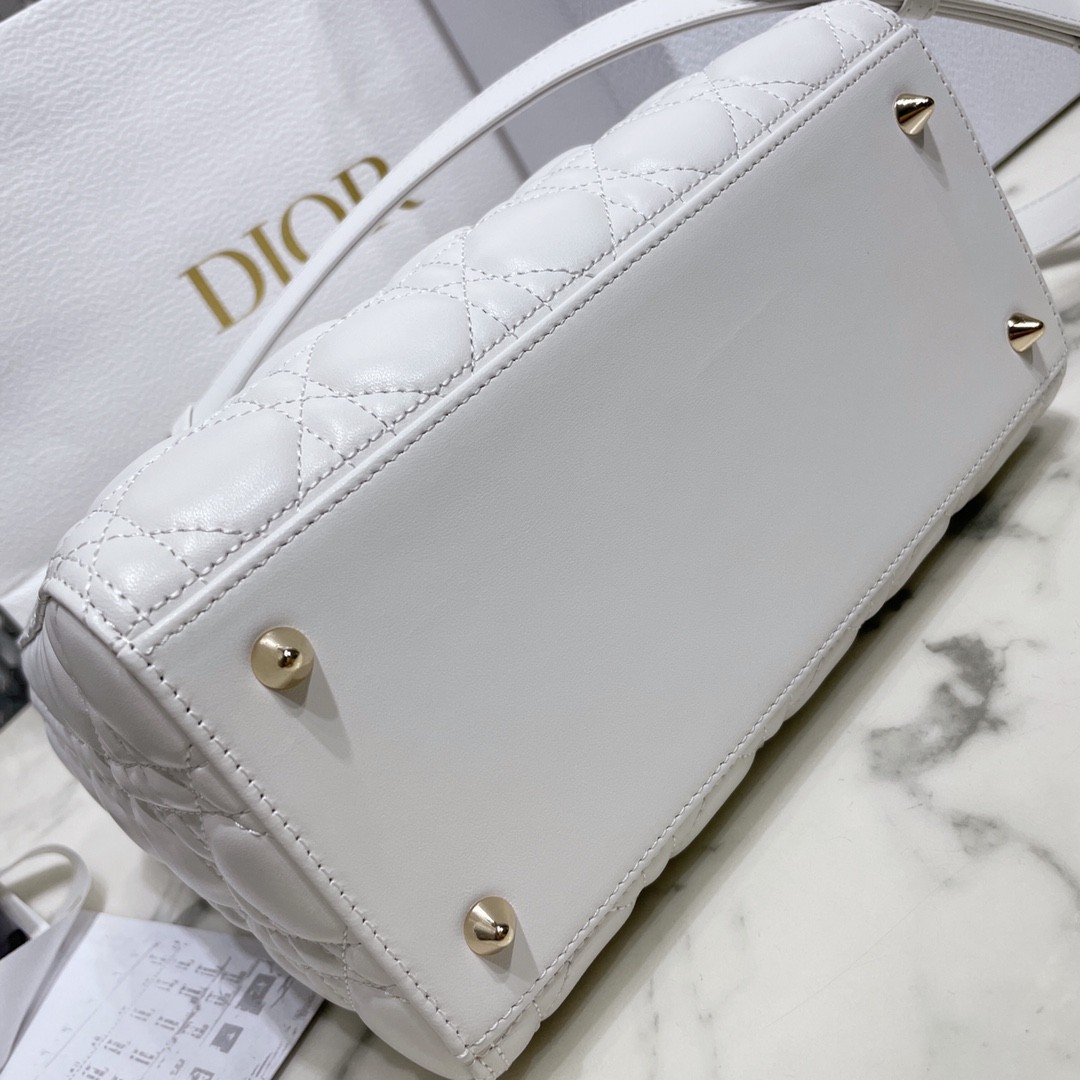 디올 레이디백 램스킨 금장 (화이트)