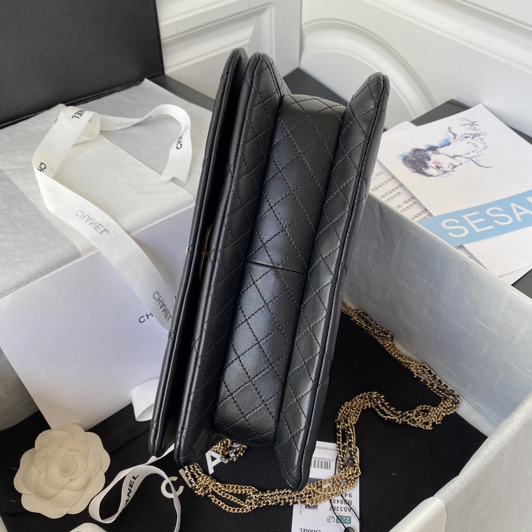 샤넬 CC 램스킨 플랩백 금장 미듐 (블랙)