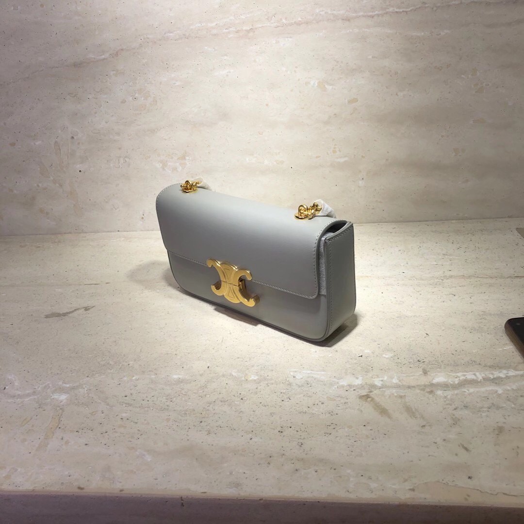 [CELINE-셀린느]  클로드 체인 숄더백 - 샤이니 카프스킨 그레이