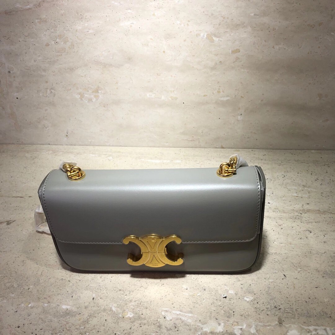 [CELINE-셀린느]  클로드 체인 숄더백 - 샤이니 카프스킨 그레이