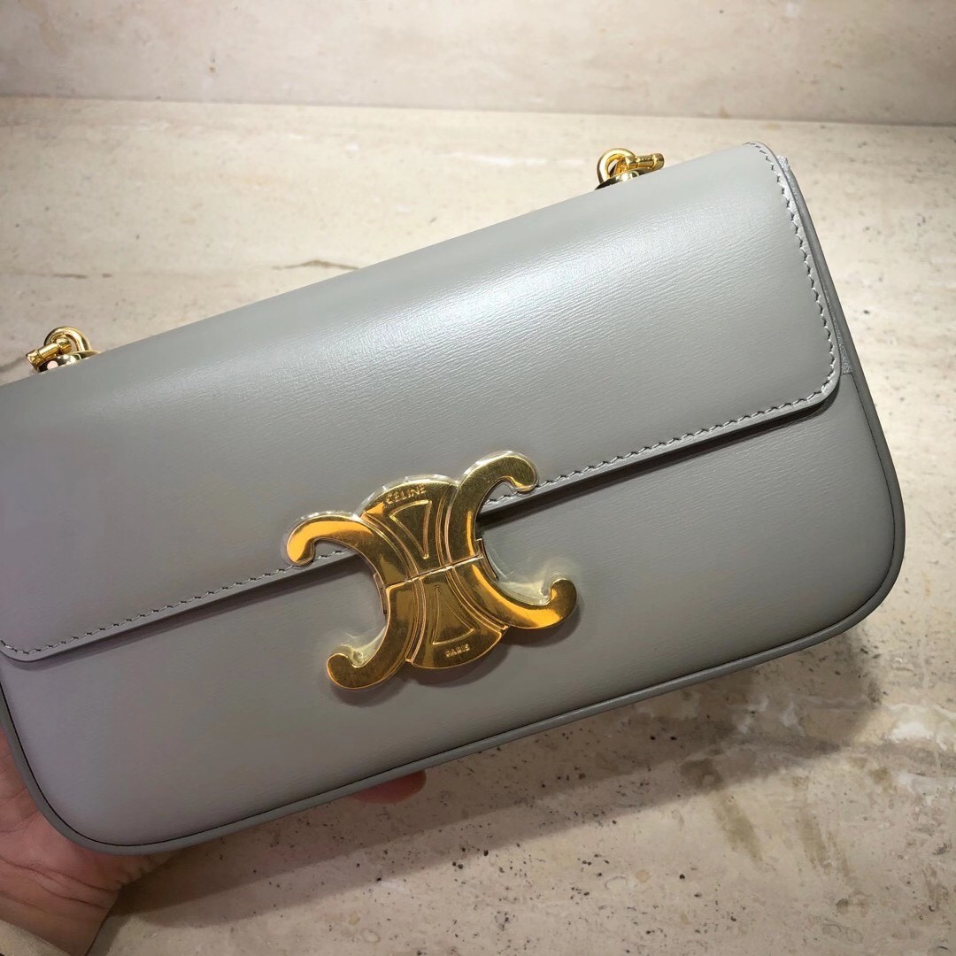 [CELINE-셀린느]  클로드 체인 숄더백 - 샤이니 카프스킨 그레이