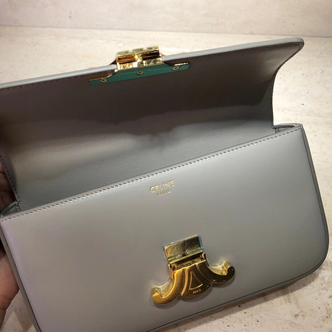 [CELINE-셀린느]  클로드 체인 숄더백 - 샤이니 카프스킨 그레이