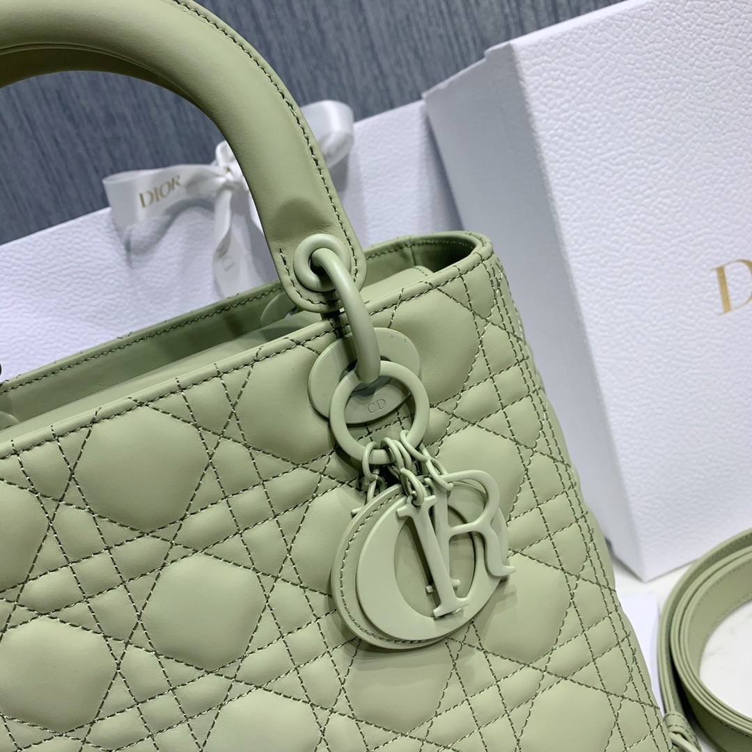 디올 레이디백 램스킨 매트 원톤 (올리브)